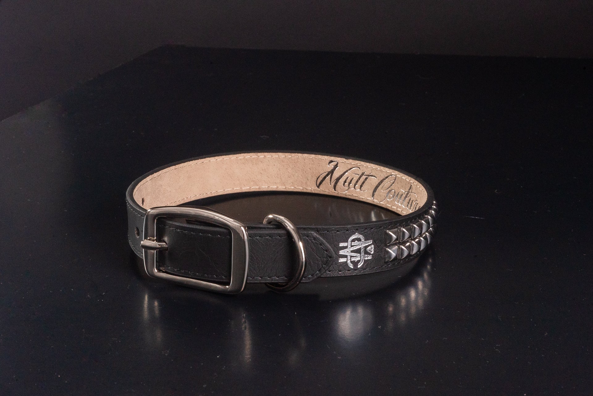 Pitbull Spiked Leather Plaid Dog Collar